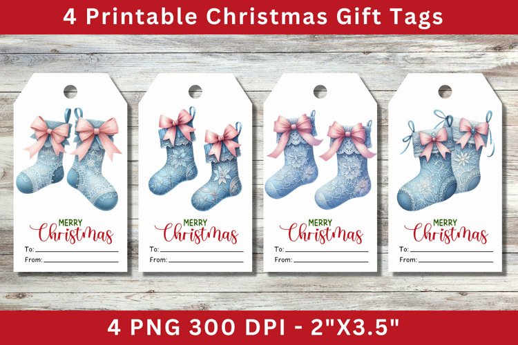 Christmas Gift Tags, blue christmas stockings