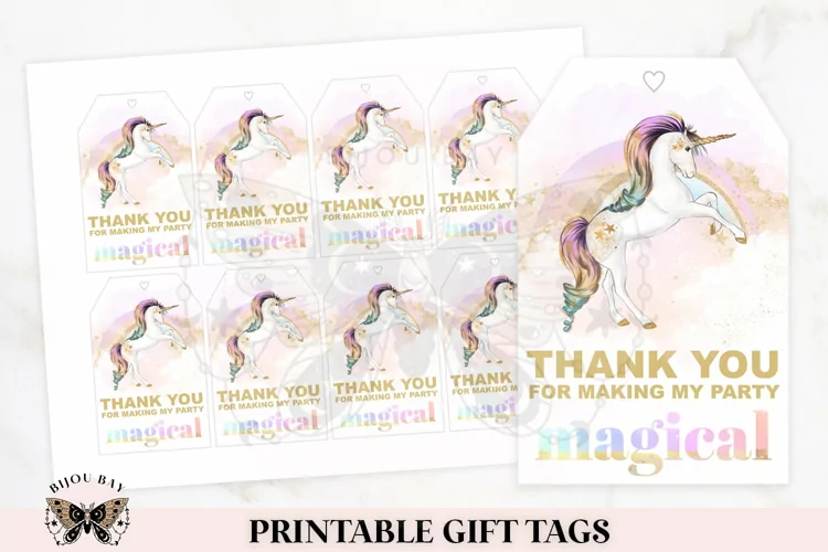 Magical Unicorn Printable Party Gift Tags
