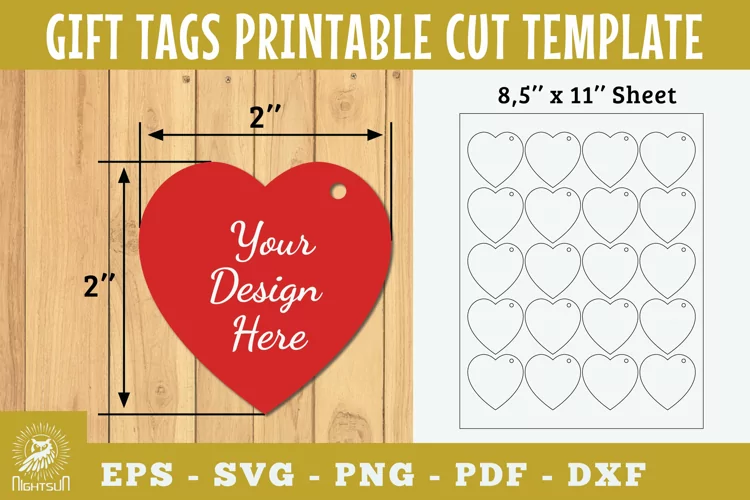 Gift Tags Heart Printable Cut Template Papercut