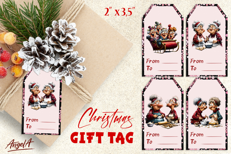 Christmas gift tags, Holiday gift label Best friends cooking