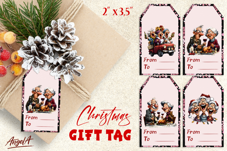 Christmas gift tags, Holiday gift label Happy best friends