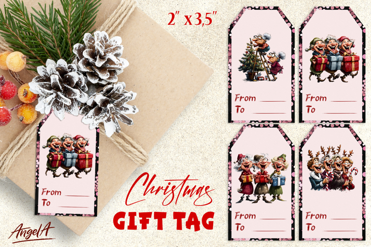 Christmas gift tags, Holiday gift label Best friends shoppin