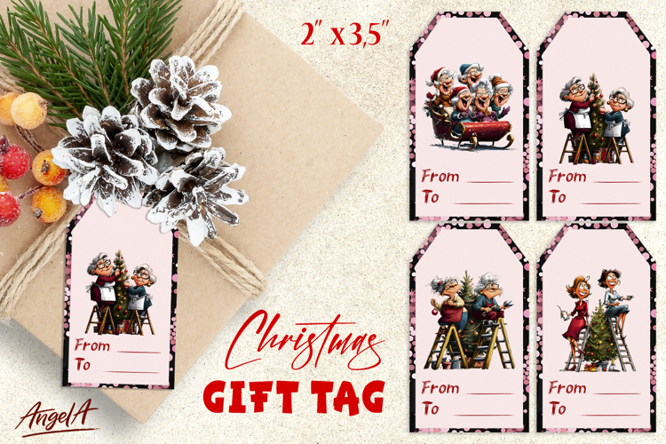Christmas gift tags, Holiday gift label Best friends ladies