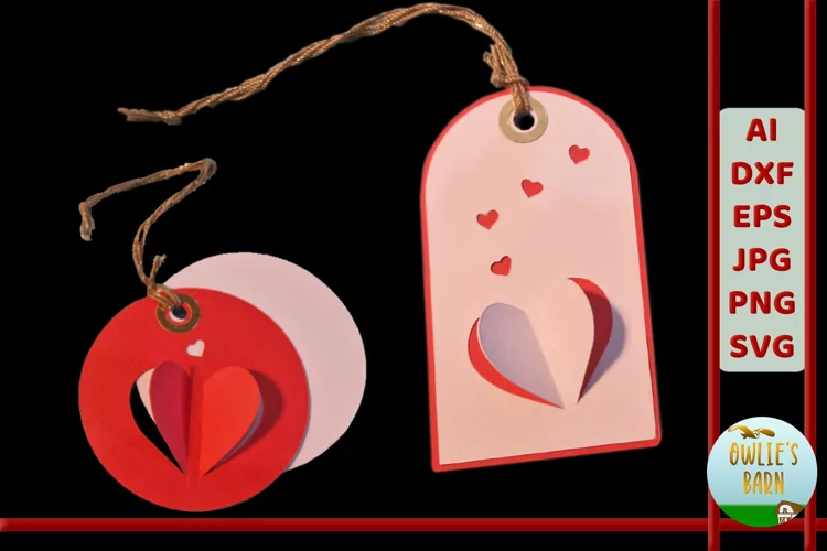 Two Valentine's Gift Tags with Pop-up Hearts