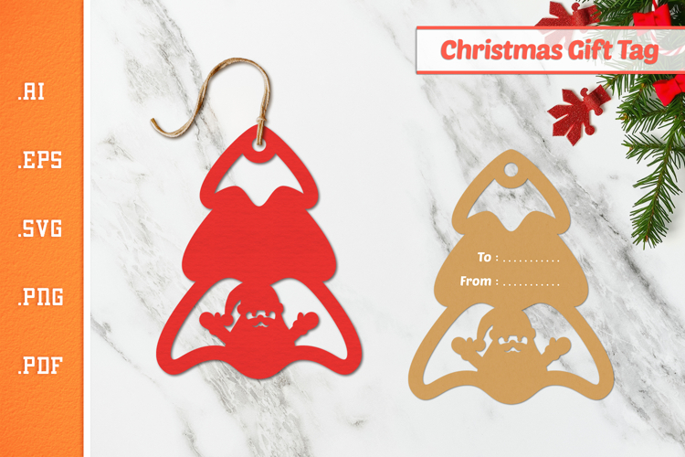 Christmas Tree Gift Tag - Paper Cut SVG 10