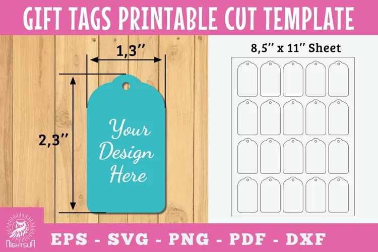 Gift Tags Rectangle Printable Cut Template Papercut