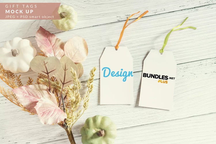 Gift Tags Mock up for Thanksgiving, Autumn