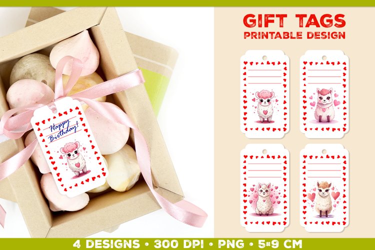 Printable Birthday Gift Tags Template with Adorable Animals example image 1