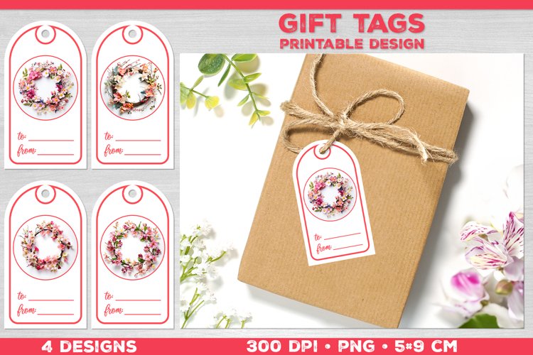 Gift tags with spring charm. Spring tags example image 1