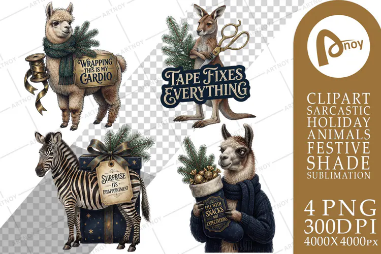 Gift-Wrap Grump Sarcastic Animals Sublimation
