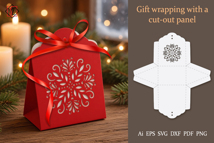 Gift wrap with a die-cut panel