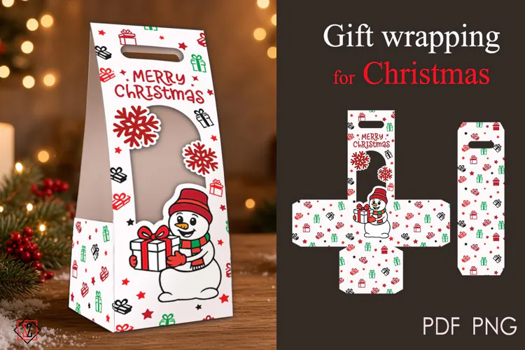 Christmas gift wrapping with a Snowman_2