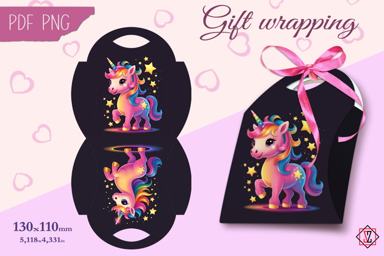 Gift wrapping with a festive unicorn