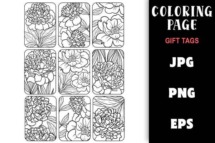 Gift Tag Coloring Page - Pretty Flowers Colouring example image 1