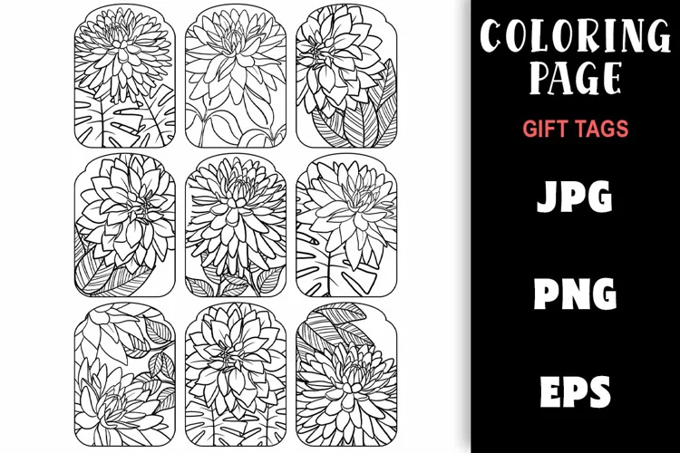 Gift Tag Coloring Page - Pretty Flowers Colouring
