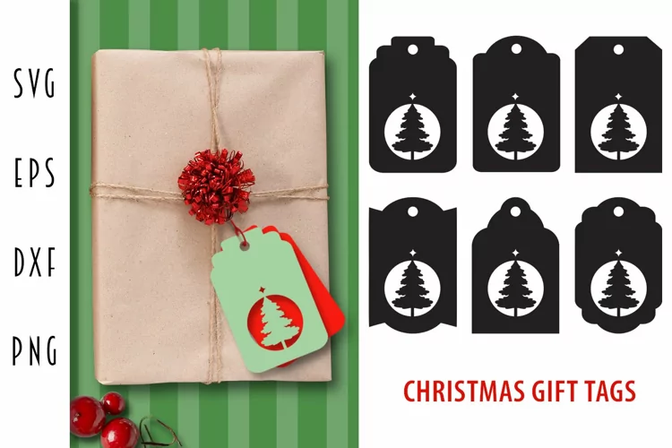 Christmas Gift Tags SVG - Christmas Tree Card Cut File