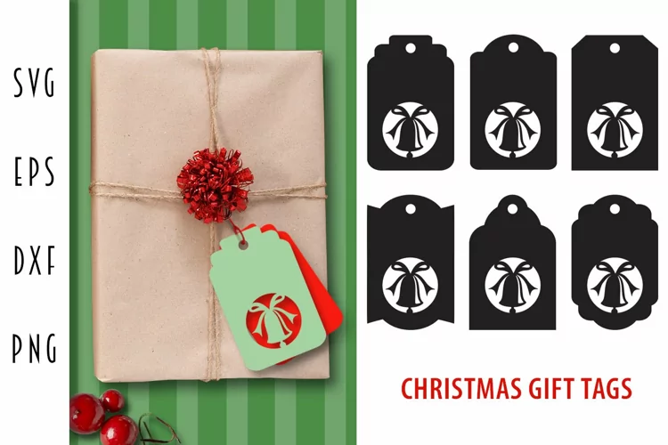 Christmas Gift Tags SVG - Christmas Bell Card Cut File