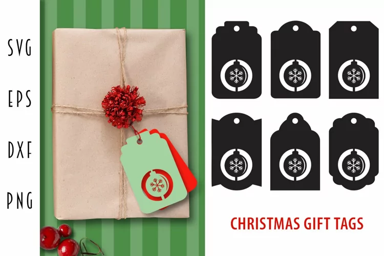 Christmas Gift Tags SVG - Christmas Ornament Card Cut File