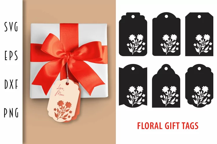 Gift Tags SVG - Pretty Floral Gift Tag Cutting Files