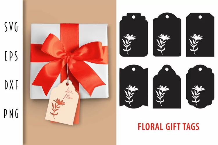 Gift Tags SVG - Pretty Daisy Gift Tag Cutting Files