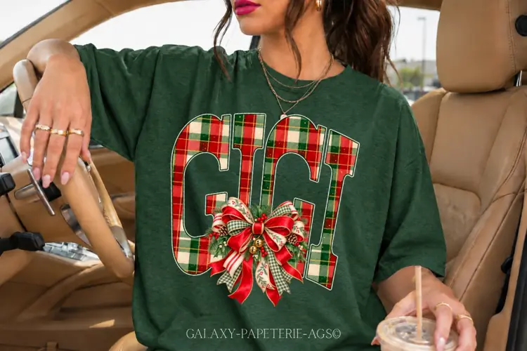 Gigi Christmas PNG | Plaid Holiday Bow Design