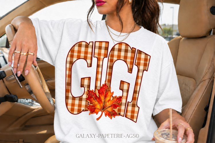 Gigi PNG | Fall Plaid Leaf Shirt Design