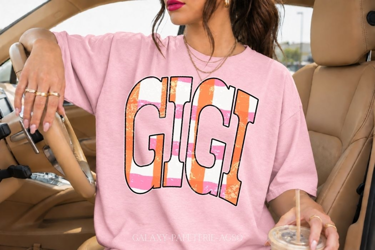 Gigi PNG | Retro Pink Orange Shirt Design
