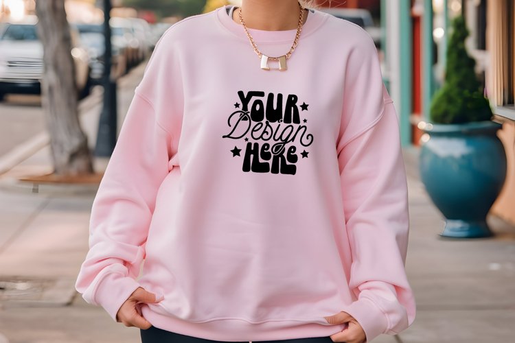 Gildan 18000 Mockup, Gildan 18000 Mockup Light Pink, Pink