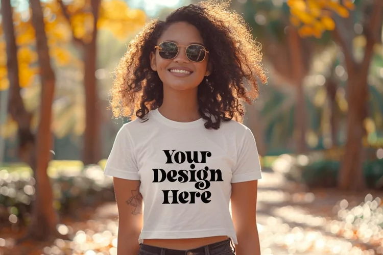 Gildan 5000 Crewneck Women White Color T-shirt Mockup
