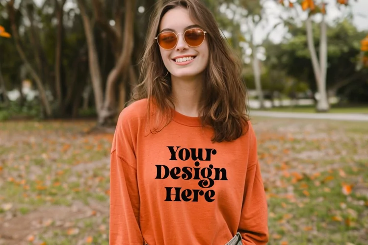 Gildan 5000 Crewneck Orange Color T-shirt Mockup