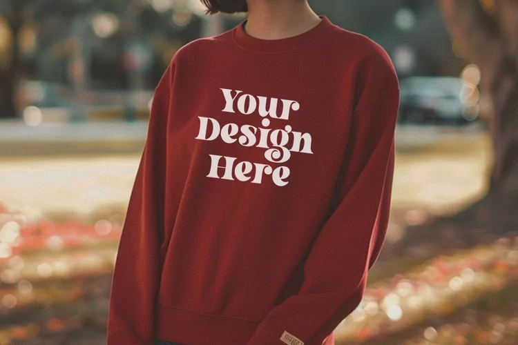 Gildan 5000 Crewneck Women Red Color T-shirt Mockup