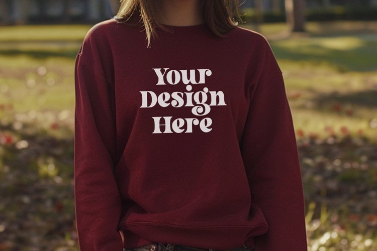Gildan 5000 Crewneck Women Red Color T-shirt Mockup