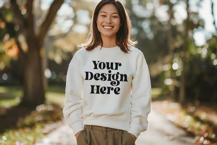 Gildan 5000 Crewneck Women White Color T-shirt Mockup