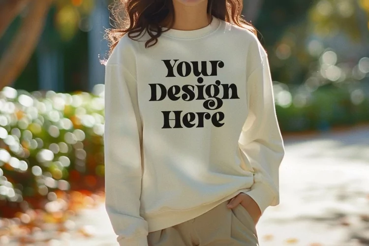 Gildan 5000 Crewneck Women White Color T-shirt Mockup