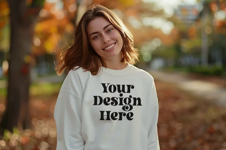 Gildan 5000 Crewneck Women White Color T-shirt Mockup