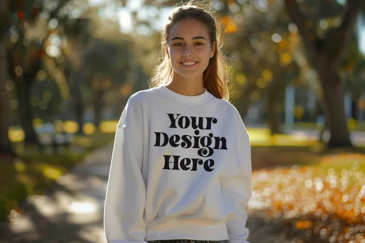 Gildan 5000 Crewneck Women White Color T-shirt Mockup
