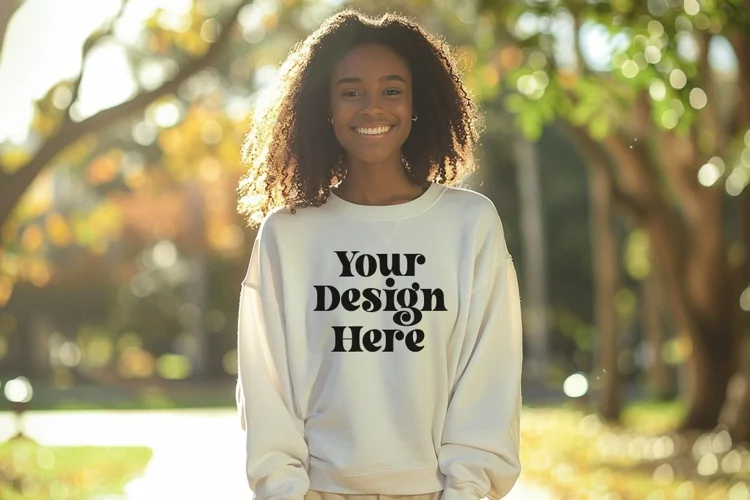 Gildan 5000 Crewneck Women White Color T-shirt Mockup