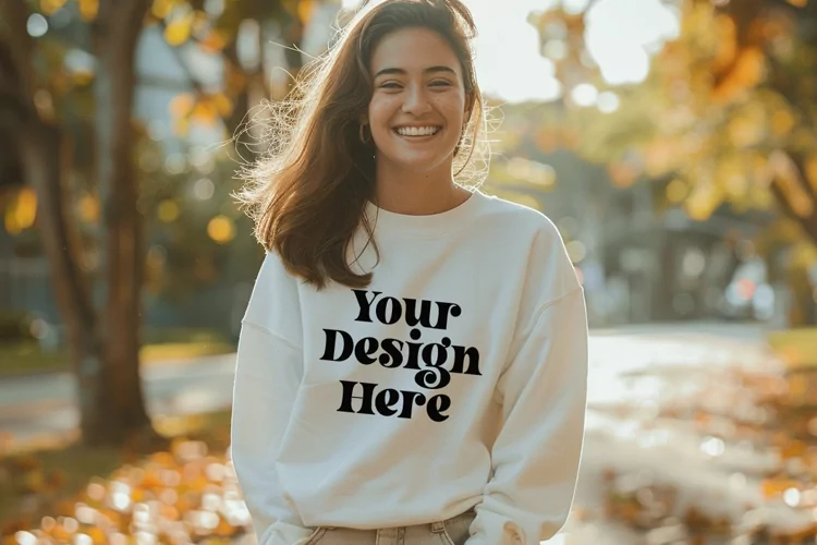 Gildan 5000 Crewneck Women White Color T-shirt Mockup