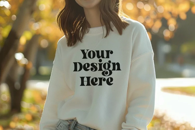 Gildan 5000 Crewneck Women White Color T-shirt Mockup