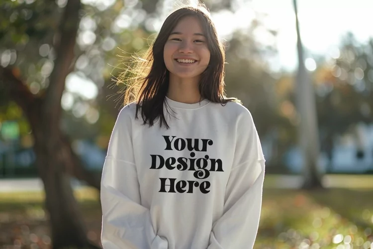 Gildan 5000 Crewneck Women White Color T-shirt Mockup