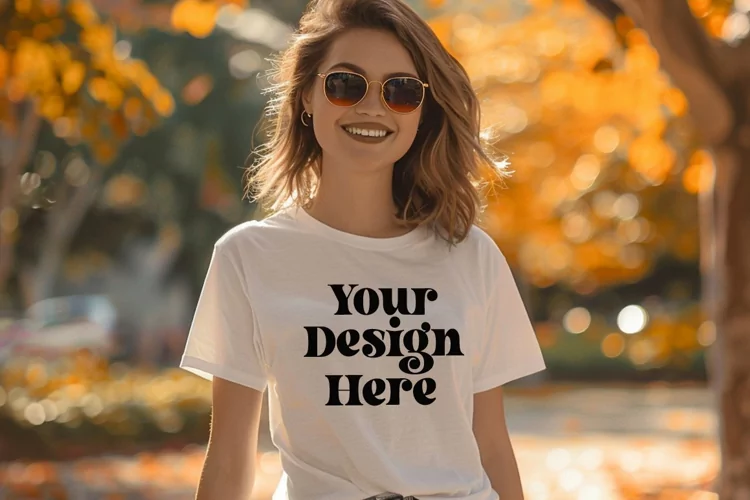 Gildan 5000 Crewneck Women White Color T-shirt Mockup