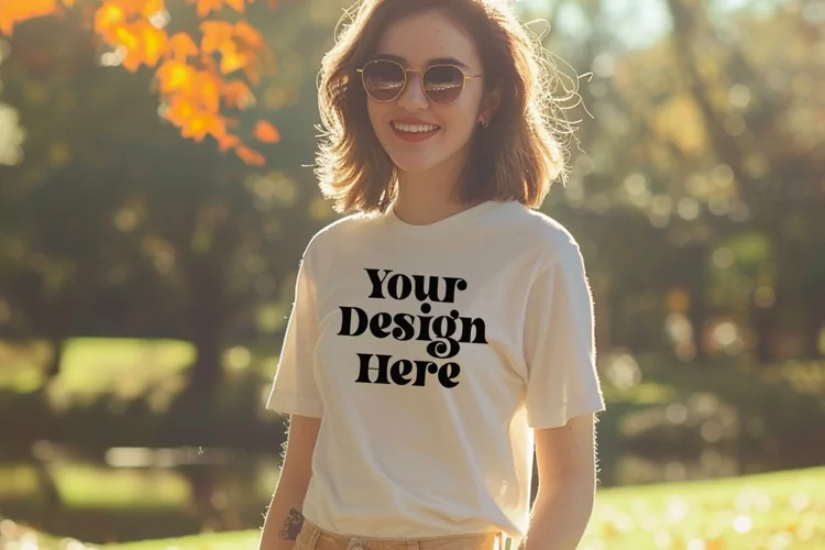 Gildan 5000 Crewneck Women White Color T-shirt Mockup