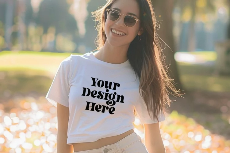 Gildan 5000 Crewneck Women White Color T-shirt Mockup