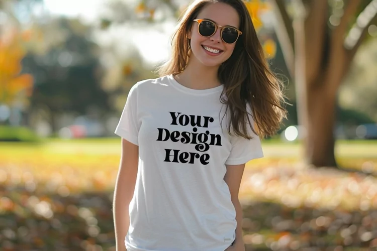 Gildan 5000 Crewneck Women White Color T-shirt Mockup
