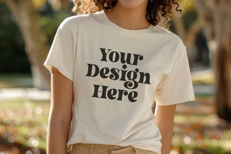 Gildan 5000 Crewneck Women White Color T-shirt Mockup