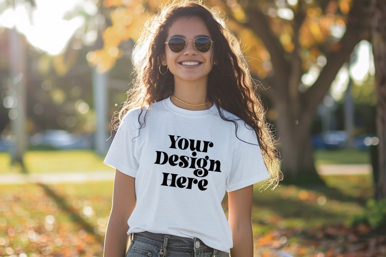 Gildan 5000 Crewneck Women White Color T-shirt Mockup