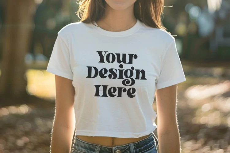 Gildan 5000 Crewneck Women White Color T-shirt Mockup