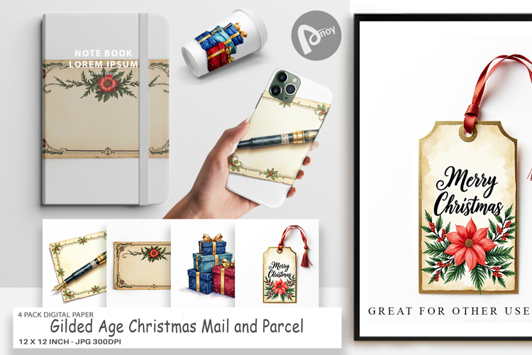 Gilded Age Christmas Mail Digital Paper