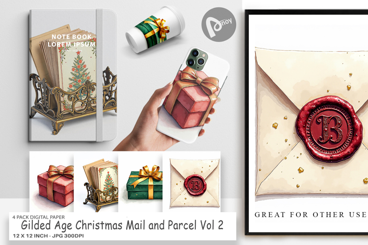 Gilded Age Christmas Mail Digital Paper