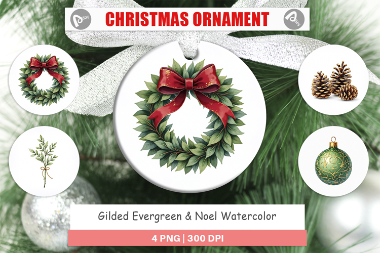 Gilded Evergreen Noel Ornament